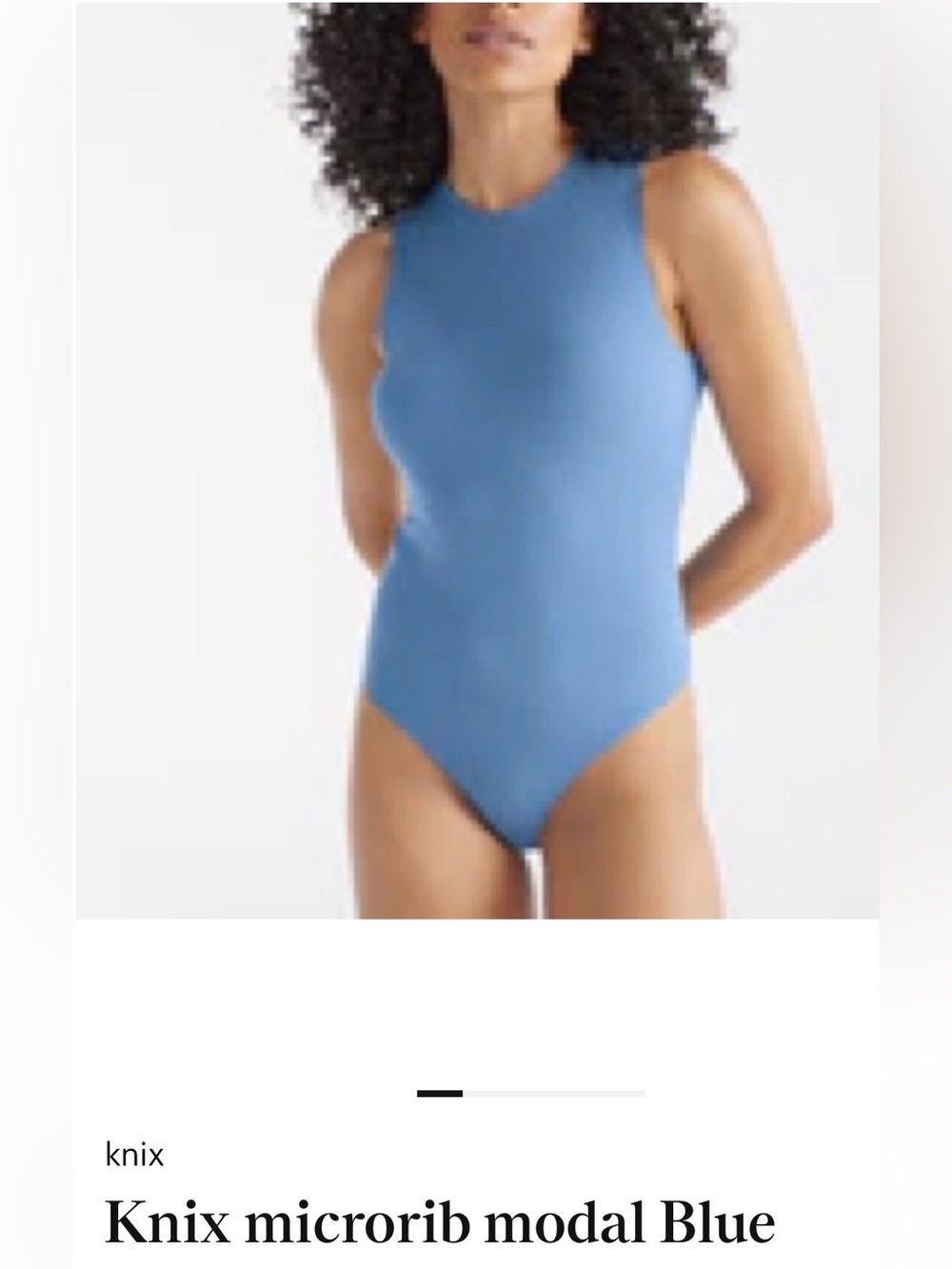 Knix micro rib Model Blue Sleeveless Bodysuit Ashley Graham Sz Medium Brand New!
